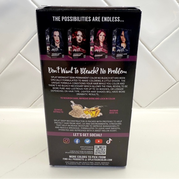 SET OF 3! Splat Midnight Plum Hair Dye Kit Vegan Long-Lasting No Bleach Needed - Picture 4 of 7